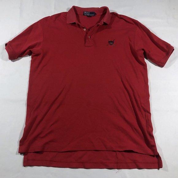 Ralph Lauren Polo Men's Red Crest Golf Logo Regular Fit Short Sleeve Shirt Sz M - Picture 1 of 6